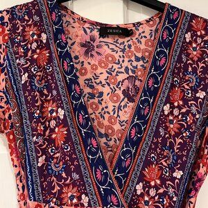 Floral summer wrap tie maxi dress